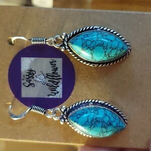 BLUE Turquoise Sterling Silver Earrings